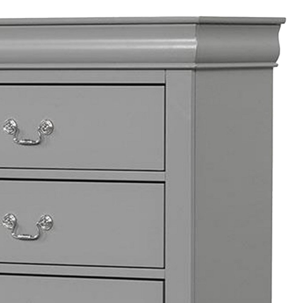 Ryla Tall Dresser Chest 5 Drawers Metal Handles Light Gray Solid Wood By Casagear Home BM319908