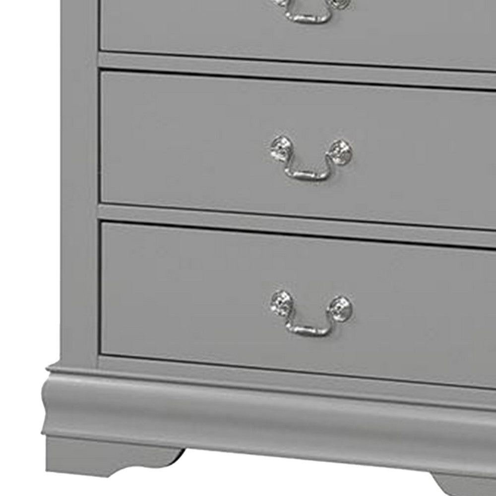 Ryla Tall Dresser Chest 5 Drawers Metal Handles Light Gray Solid Wood By Casagear Home BM319908