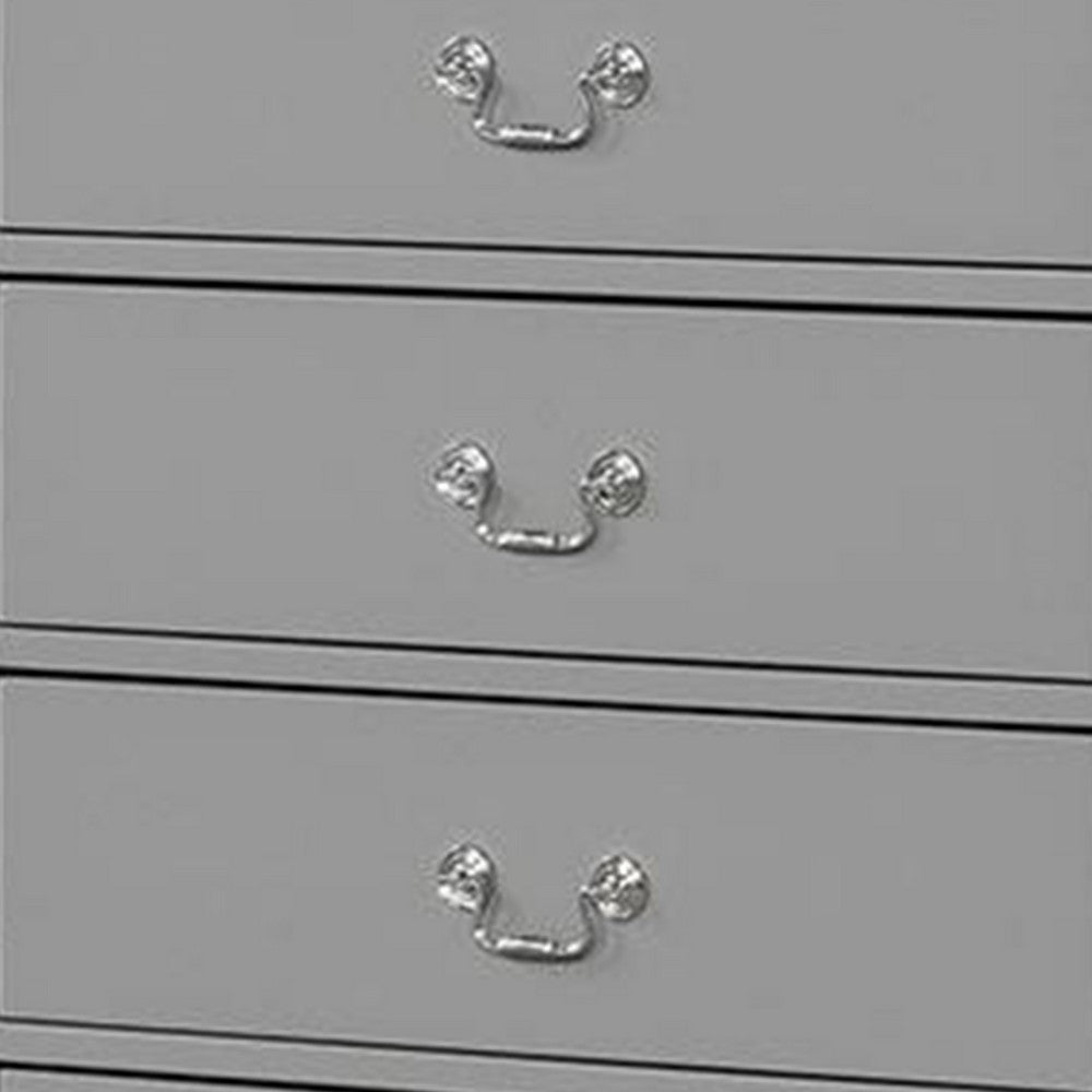 Ryla Tall Dresser Chest 5 Drawers Metal Handles Light Gray Solid Wood By Casagear Home BM319908