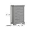 Ryla Tall Dresser Chest 5 Drawers Metal Handles Light Gray Solid Wood By Casagear Home BM319908