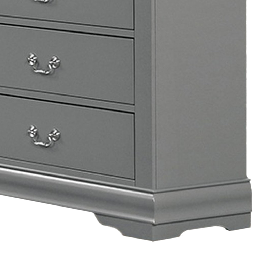 Ryla Wide Dresser 6 Drawers Nickel Metal Handles Light Gray Solid Wood By Casagear Home BM319909