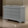 Ryla Wide Dresser 6 Drawers Nickel Metal Handles Light Gray Solid Wood By Casagear Home BM319909