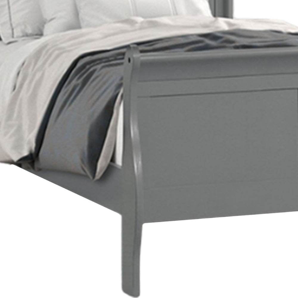 Ryla Full Size Bed Sleigh Panel Headboard Classic Light Gray Solid Wood By Casagear Home BM319911