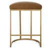 Gyn Counter Height Stool Brown Faux Leather D Seat Gold Cantilever Base By Casagear Home BM319919