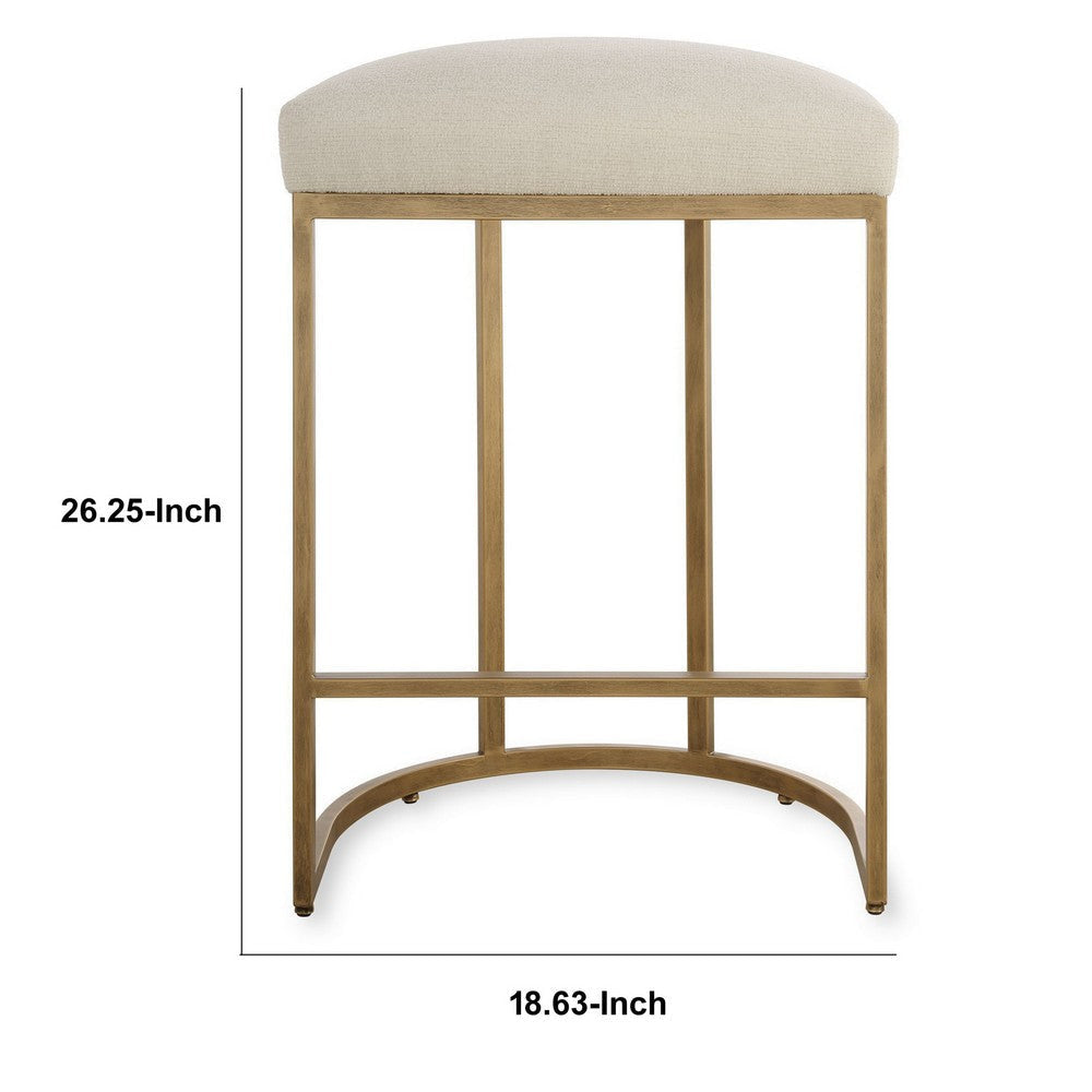 Gyn Counter Height Stool Cream Performance Fabric Brass Cantilever Base By Casagear Home BM319920