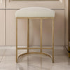 Gyn Counter Height Stool, Cream Performance Fabric, Brass Cantilever Base By Casagear Home