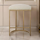 Gyn Counter Height Stool, Cream Performance Fabric, Brass Cantilever Base By Casagear Home