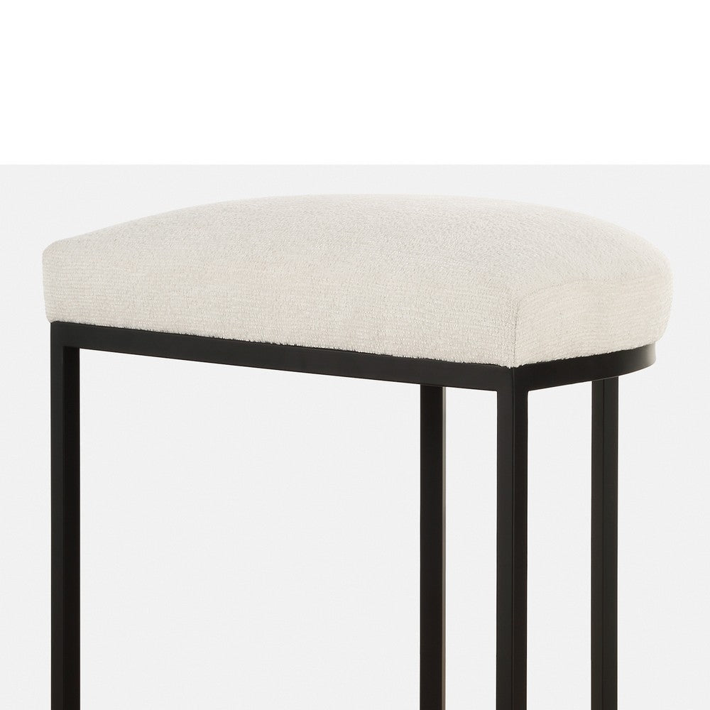 Gyn Counter Height Stool White Performance Fabric Black Cantilever Base By Casagear Home BM319921