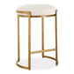 Fyn Counter Height Stool, Round Cream Fabric Seat, Brass Cantilever Base By Casagear Home