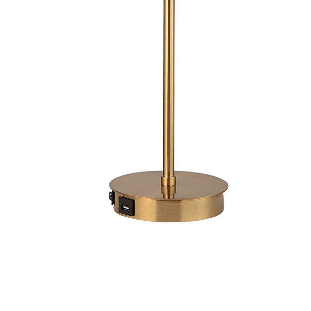 Modern Accent Desk Lamp Black USB Port Gold Metal White Glass Globe By Casagear Home BM319923