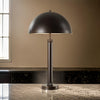 Modern Accent Table Lamp Dome Shade Gold Edge Black Metal Round Base By Casagear Home BM319924