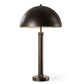 Modern Accent Table Lamp, Dome Shade, Gold Edge, Black Metal Round Base By Casagear Home