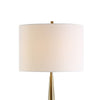 Modern Accent Table Lamp White Linen Drum Shade Gold Metal Tapered Base By Casagear Home BM319925