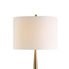 Modern Accent Table Lamp White Linen Drum Shade Gold Metal Tapered Base By Casagear Home BM319925