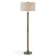 Modern Floor Lamp White Linen Drum Shade Brass Metal Pole Round Base By Casagear Home BM319926