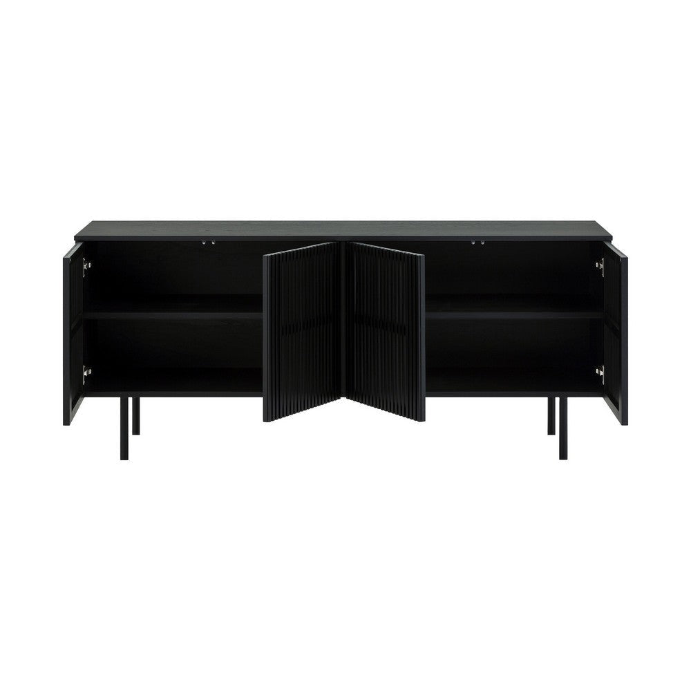 Dyan 66 Inch Sideboard Buffet Cabinet Console 4 Doors Black Wood Finish By Casagear Home BM320472