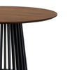 Dyan Dining Table 47 Inch Round Walnut Brown Top Slatted Black Open Base By Casagear Home BM320474