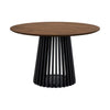 Dyan Dining Table, 47 Inch Round Walnut Brown Top, Slatted Black Open Base By Casagear Home