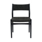 Rie Dining Side Chair Set of 2 Danish Inspired Panel Backrest Black Woven By Casagear Home BM320476