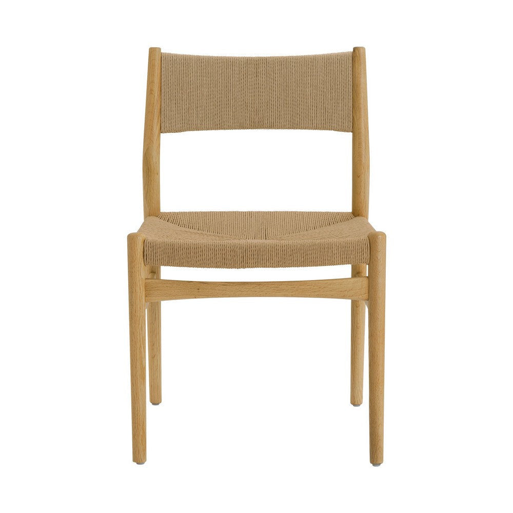 Rie Dining Side Chair Set of 2 Danish Inspired Backrest Brown Woven By Casagear Home BM320477