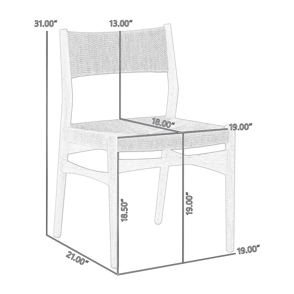 Rie Dining Side Chair Set of 2 Danish Inspired Backrest Brown Woven By Casagear Home BM320477