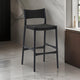 Rie Counter Stool Chair, Danish Inspired Panel Back, Black Woven Paper Cord By Casagear Home