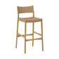 Rie Counter Stool Chair Danish Inspired Panel Back Brown Woven Paper Cord By Casagear Home BM320479