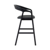 Agas Bar Stool Chair Curved Back Faux Leather Upholstery Black Oak Wood By Casagear Home BM320484