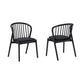 Rchy Dining Chair Set of 2, Curved Spindle Back, Black Faux Leather, Wood By Casagear Home