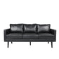 74 Inch Sofa Black Faux Leather Upholstery Cushioned Retro Square Arms By Casagear Home BM320492