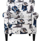 Floral Accent Chair White Fabric Upholstery Vintage Arms and Rolled Back By Casagear Home BM320493