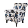 Floral Accent Chair, White Fabric Upholstery, Vintage Arms and Rolled Back By Casagear Home