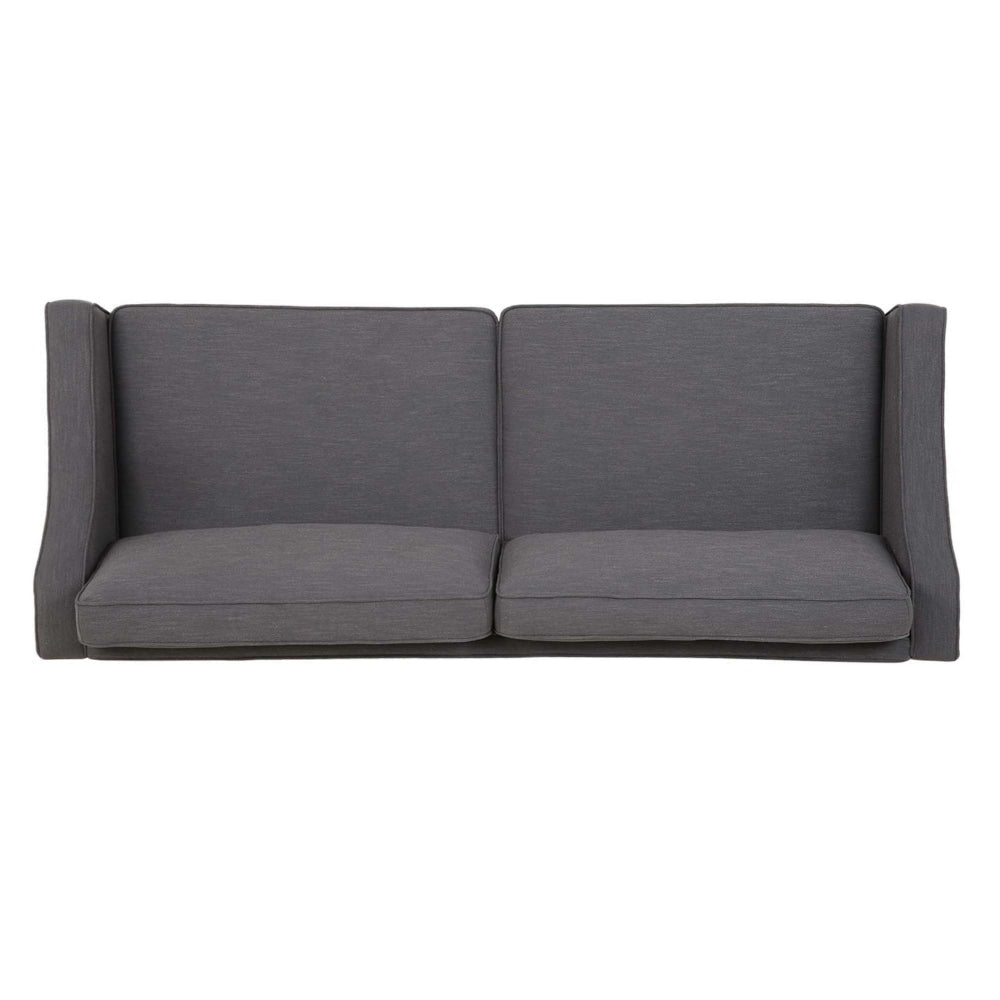 Sofa Removable Back Cushions Gray Fabric Upholstery Chrome Legs 85 Inch By Casagear Home BM320494