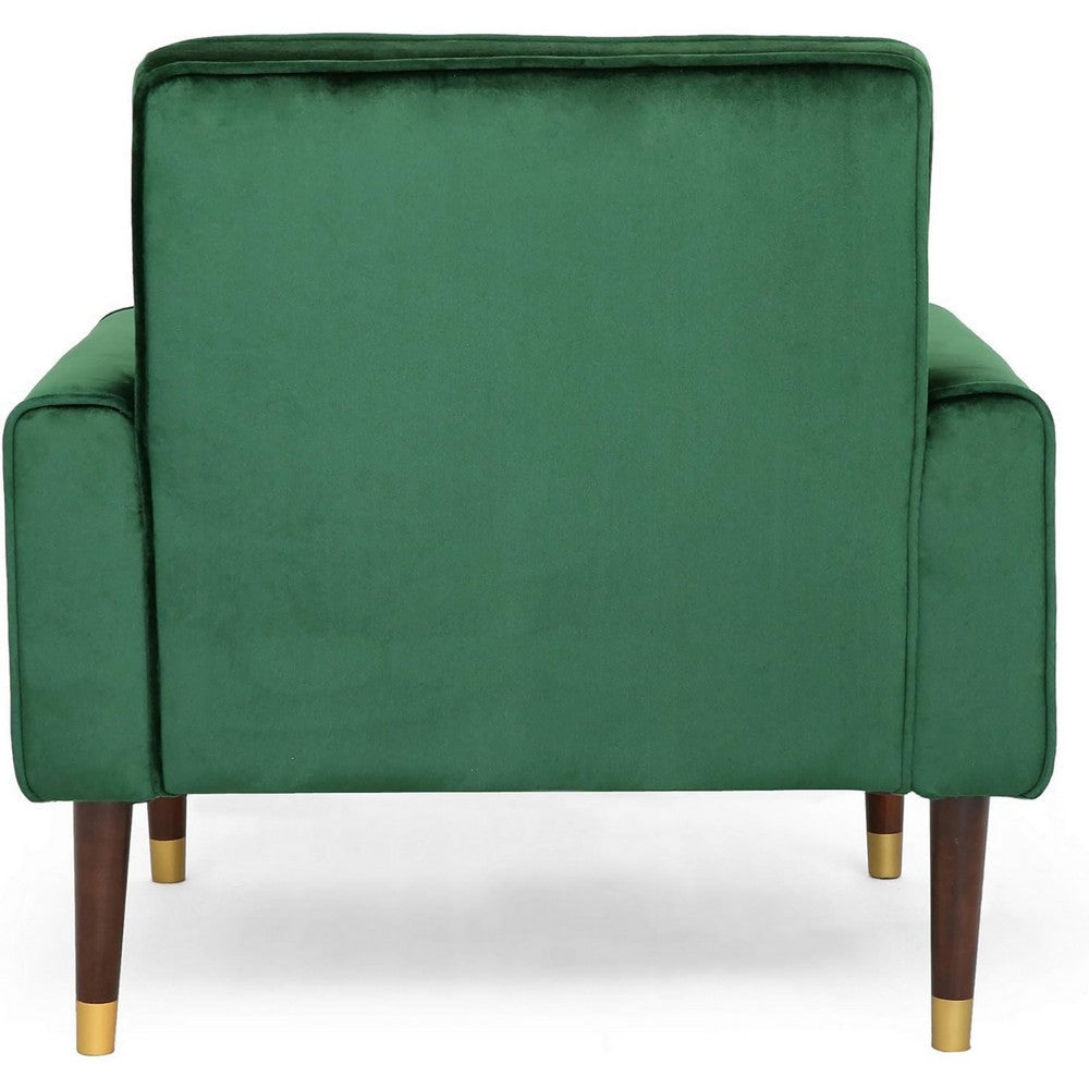 Covia Accent Club Chair Waffle Stitch Emerald Velvet Gold Tip Legs By Casagear Home BM320495