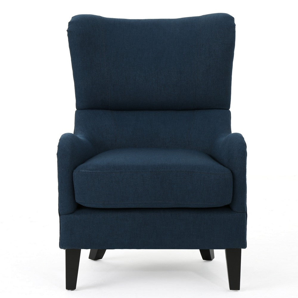 Dane Accent Club Chair Navy Blue Fabric Wingback Box Seat Scoop Arms By Casagear Home BM320499