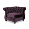 Corner Accent Club Chair, Button Tufted Rolled Back, Dark Purple Velvet By Casagear Home