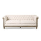 Ober Sofa Rivets Chesterfield Button Tufted Beige 86 Inch Taupe Brown By Casagear Home BM320505