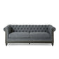 Ober Sofa Rivets Chesterfield Button Tufted Gray 86 Inch Taupe Brown By Casagear Home BM320506