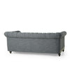 Ober Sofa Rivets Chesterfield Button Tufted Gray 86 Inch Taupe Brown By Casagear Home BM320506