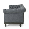 Ober Sofa Rivets Chesterfield Button Tufted Gray 86 Inch Taupe Brown By Casagear Home BM320506