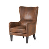 Modern Wingback Accent Chair, Nailhead, Brown Leather Look Microfiber By Casagear Home