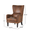 Modern Wingback Accent Chair Nailhead Brown Leather Look Microfiber By Casagear Home BM320510