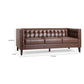 Ember Sofa 76 Inch Chesterfield Tufted Dark Brown Faux Leather Upholstery By Casagear Home BM320511