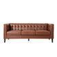 Ember Sofa with Chesterfield Tufted Brown Faux Leather Upholstery 76 Inch By Casagear Home BM320512