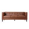 Ember Sofa with Chesterfield Tufted Brown Faux Leather Upholstery 76 Inch By Casagear Home BM320512