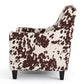 Accent Chair Sloped Arms Nailhead Cowhide Design White Velvet Upholstery By Casagear Home BM320513