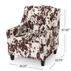 Accent Chair Sloped Arms Nailhead Cowhide Design White Velvet Upholstery By Casagear Home BM320513