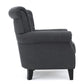 Accent Club Chair Rolled Arms and Back Diamond Stitched Gray Fabric By Casagear Home BM320514