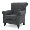 Accent Club Chair, Rolled Arms and Back, Diamond Stitched, Gray Fabric By Casagear Home