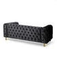 Nua Sofa Chesterfield Tufted Black Velvet 84 Inch Modern Gold Legs By Casagear Home BM320519